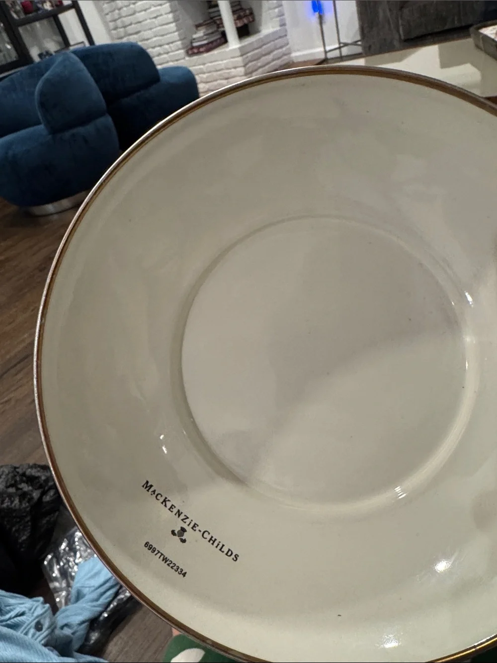 Checkered Ceramic Serving Bowl with Pedestal - Black & White